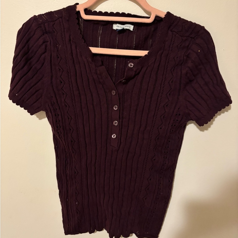 American Eagle Outfitters Plum Short Sleeve Top